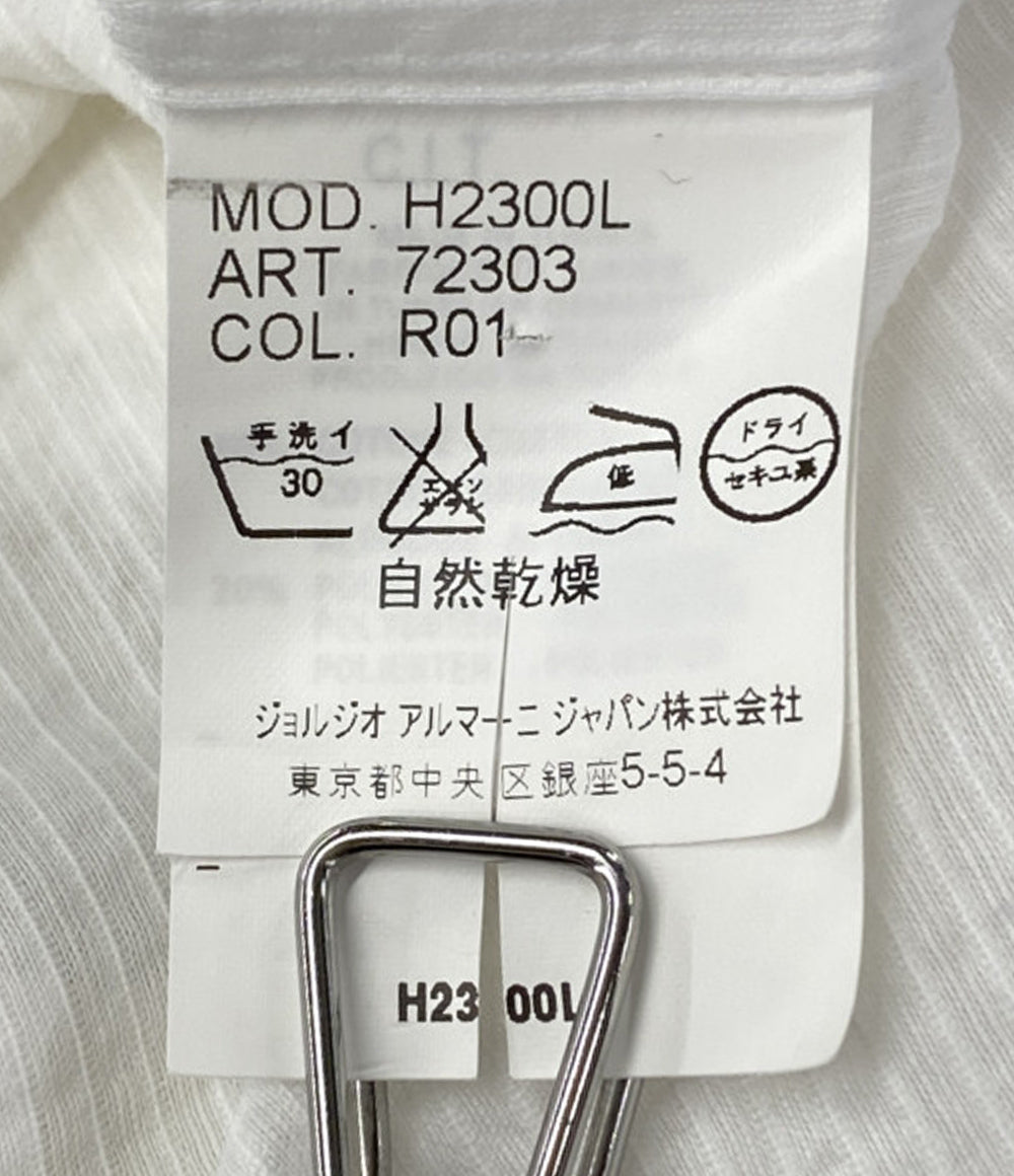 ARMANI COLLEZIONI 長袖比翼シャツ シャドウストライプ ホワイト メンズ SIZE M アルマーニコレッツォーニ