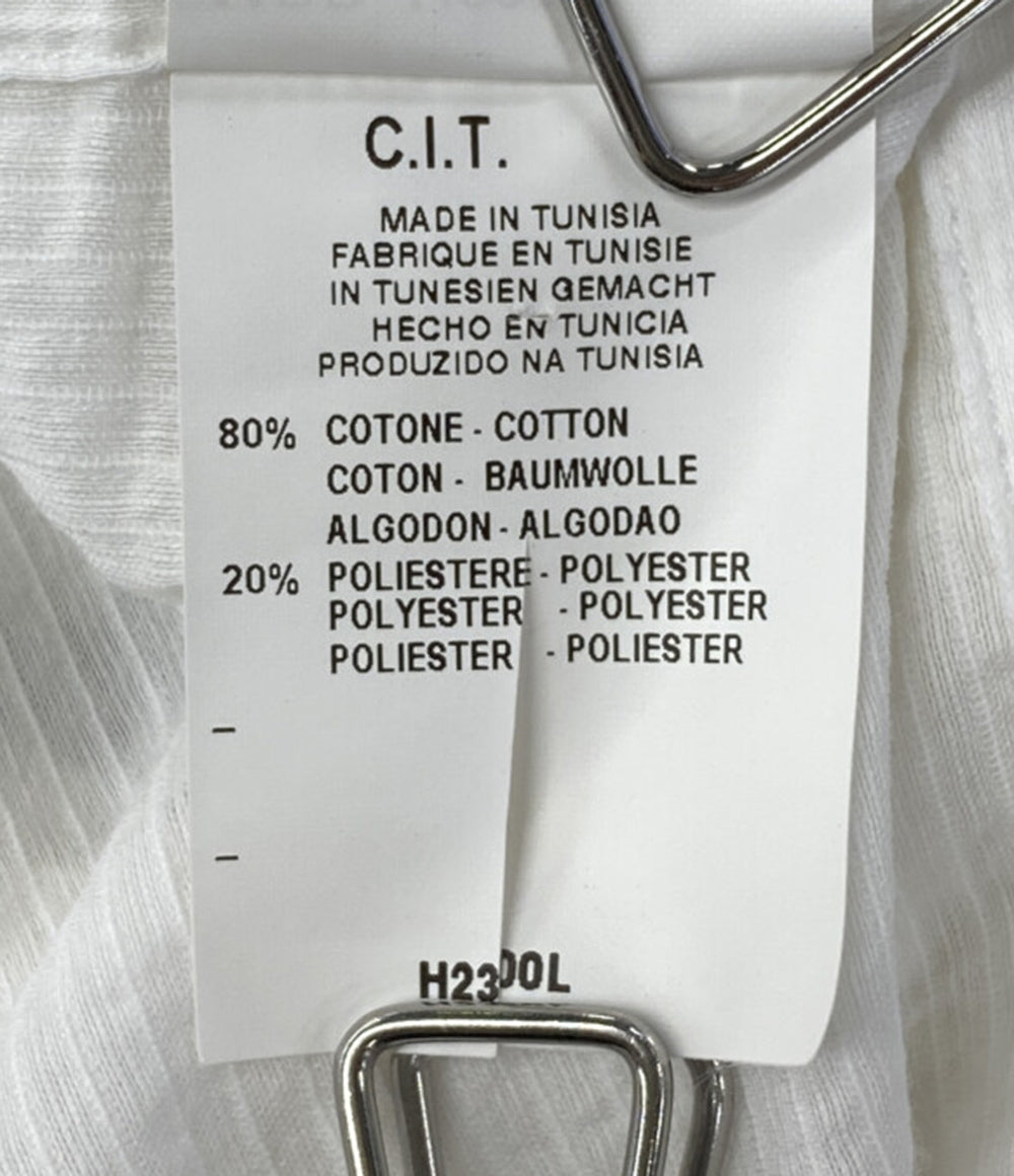 ARMANI COLLEZIONI 長袖比翼シャツ シャドウストライプ ホワイト メンズ SIZE M アルマーニコレッツォーニ