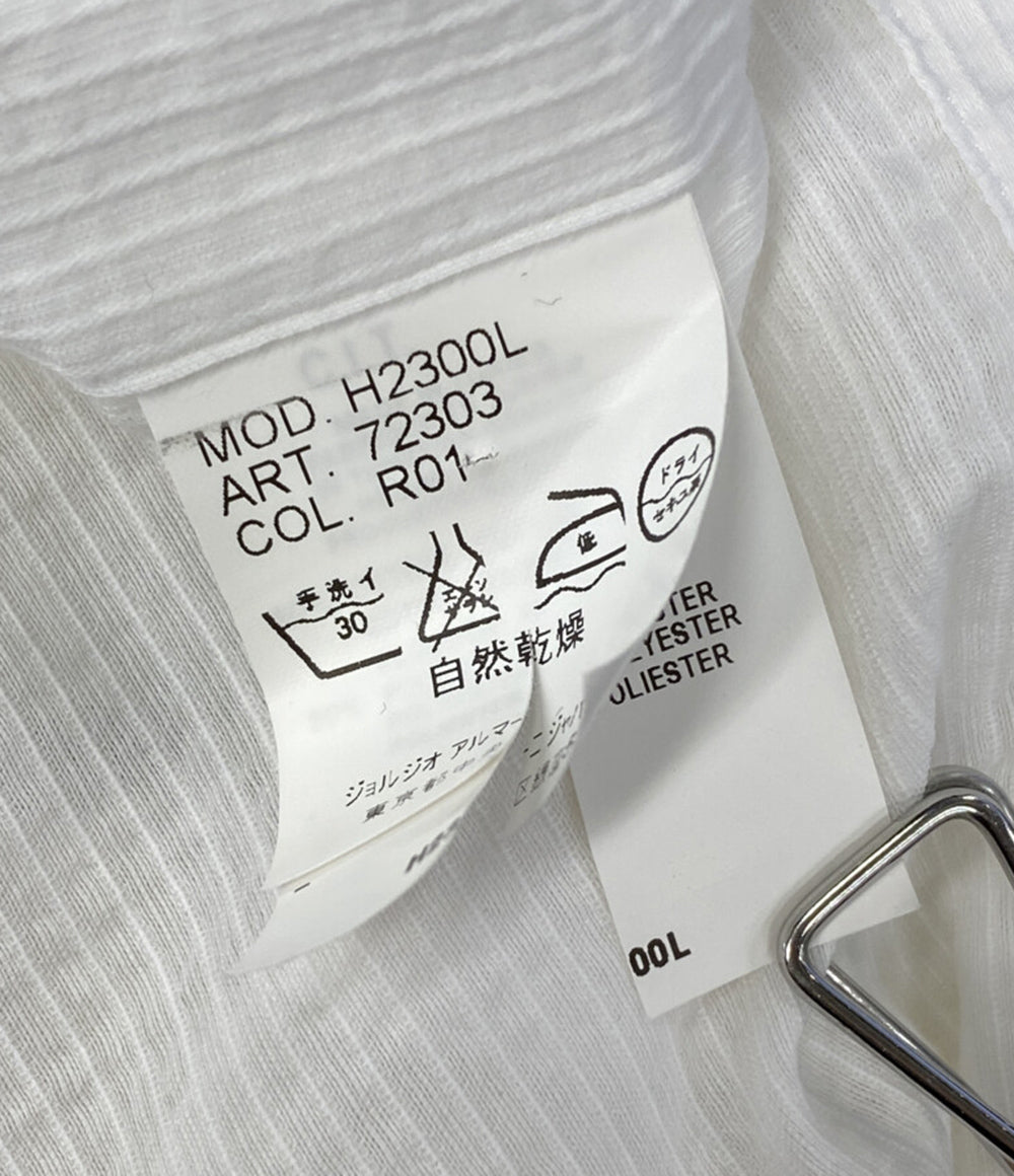 ARMANI COLLEZIONI 長袖比翼シャツ シャドウストライプ ホワイト メンズ SIZE M アルマーニコレッツォーニ