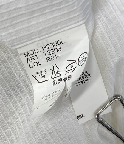 ARMANI COLLEZIONI 長袖比翼シャツ シャドウストライプ ホワイト メンズ SIZE M アルマーニコレッツォーニ
