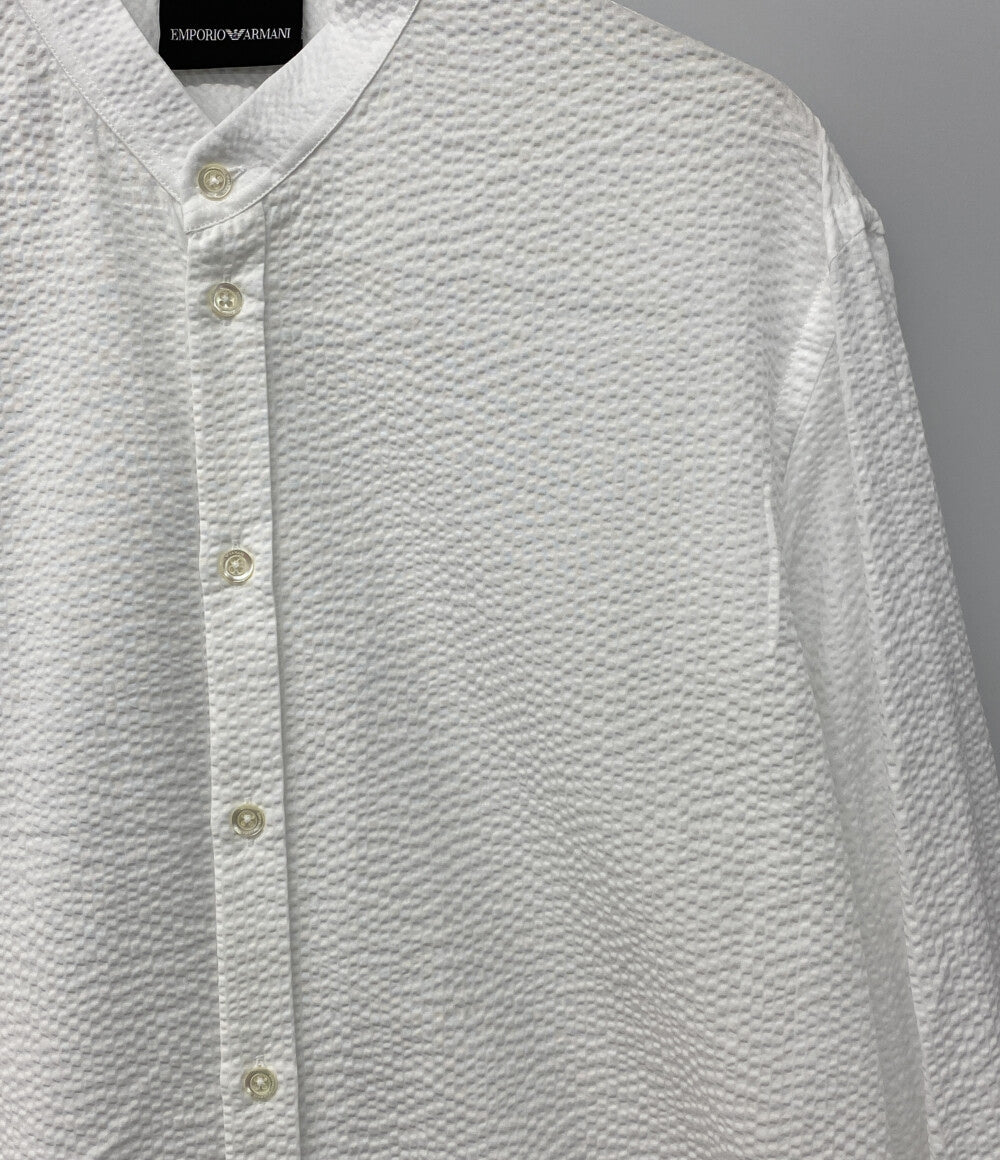 EMPORIO ARMANI 長袖シャツ ホワイト バンドカラー メンズ SIZE S エンポリオ・アルマーニ