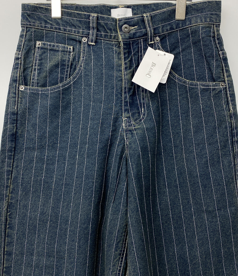 美品 BLESSU ブレスユー デニムパンツ ストライプ BU0140 メンズ SIZE M