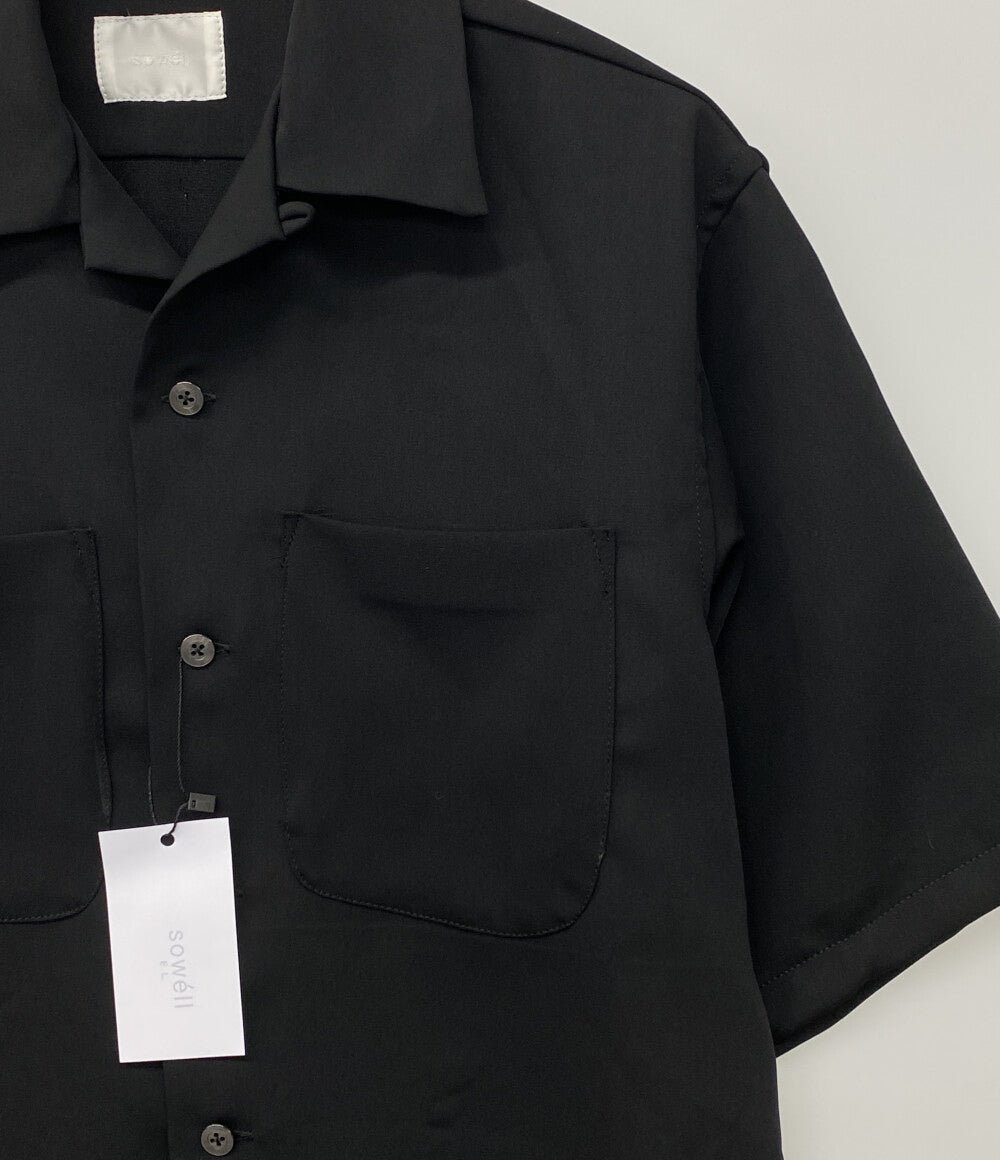 美品 sowell ソウェル オープンカラーシャツ 半袖 ブラック メンズ SIZE 2