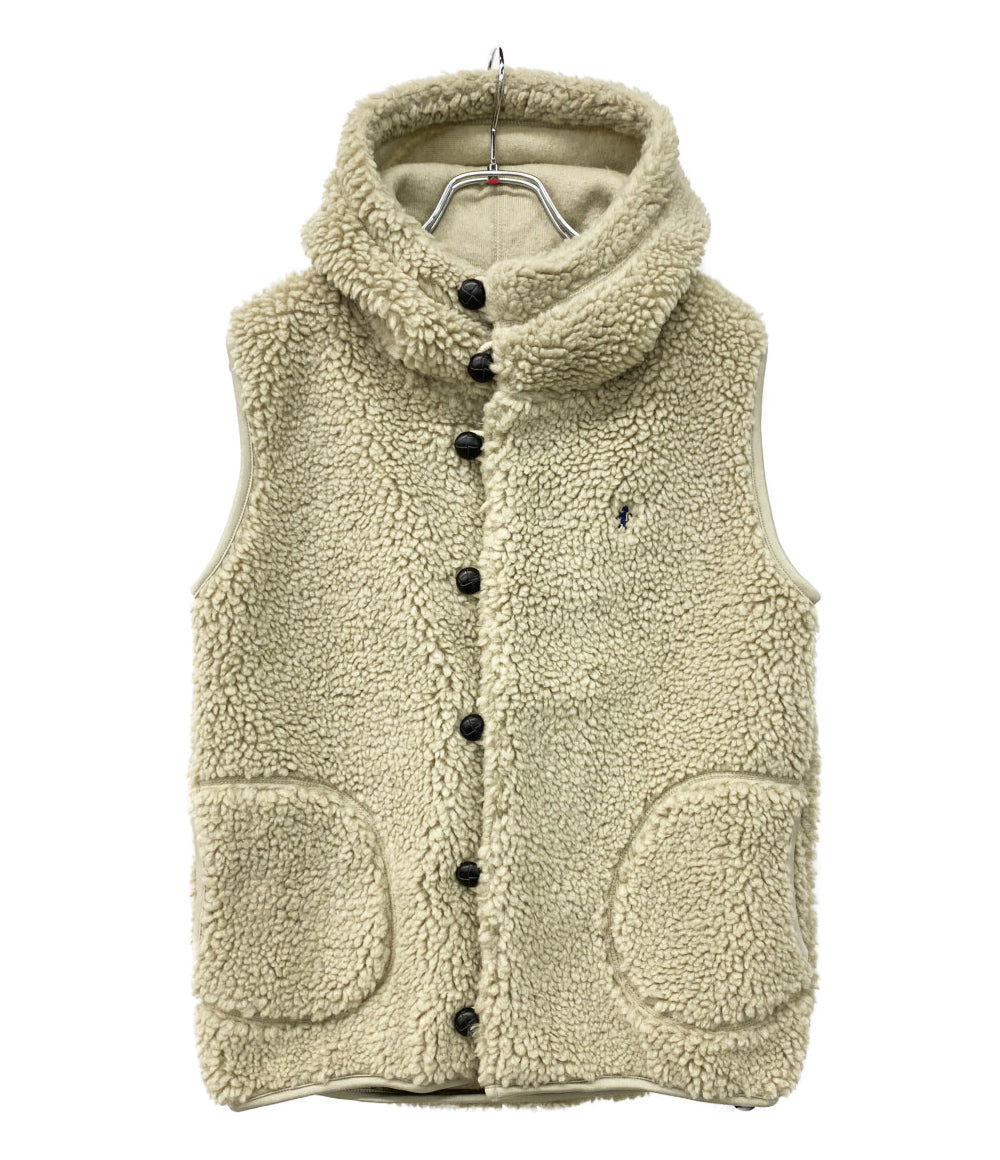 美品 GYMPHLEX ボアフーデッドベスト クルミボタン レディース SIZE 14 ジムフレックス