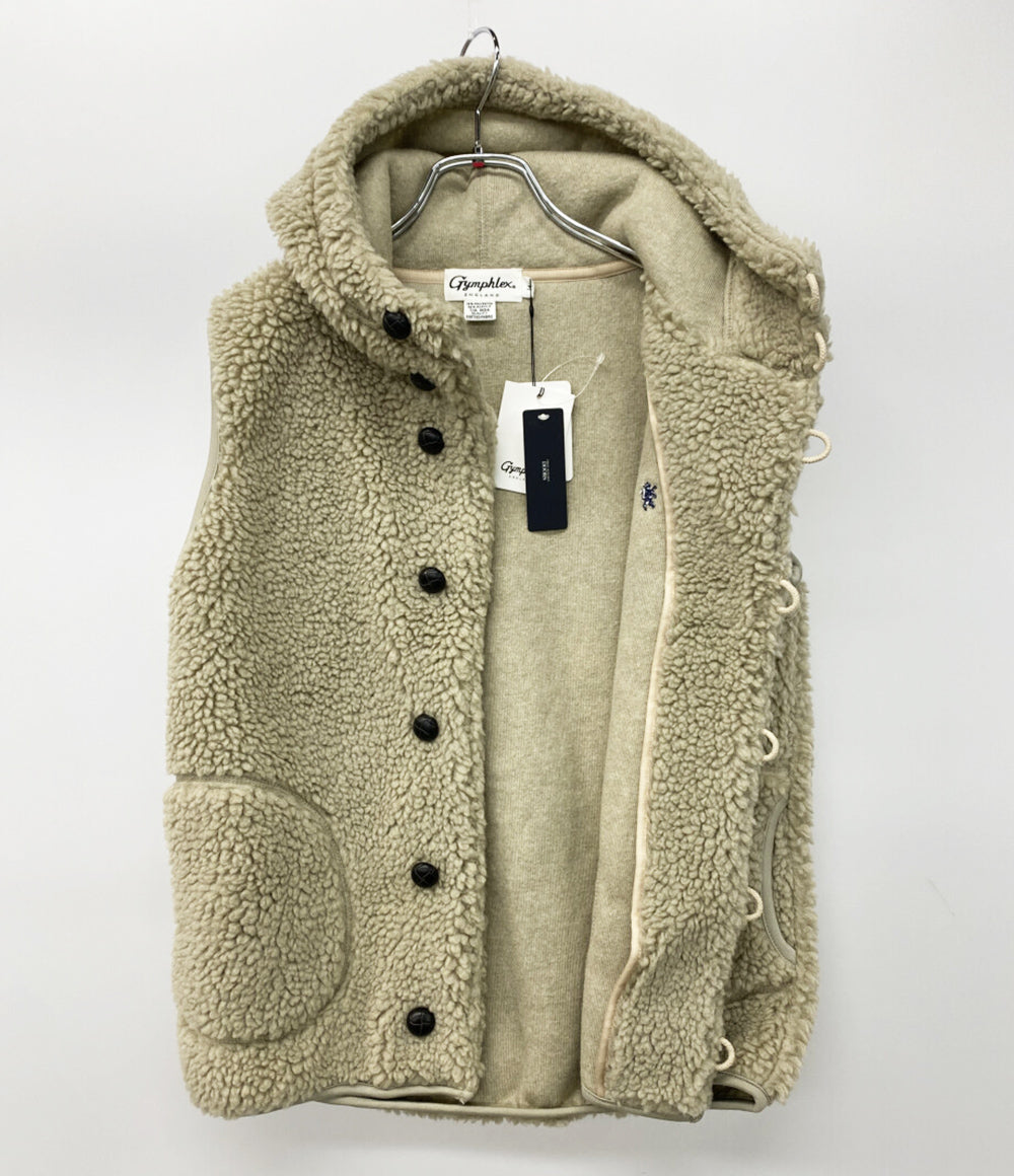美品 GYMPHLEX ボアフーデッドベスト クルミボタン レディース SIZE 14 ジムフレックス
