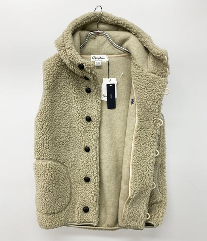 美品 GYMPHLEX ボアフーデッドベスト クルミボタン レディース SIZE 14 ジムフレックス