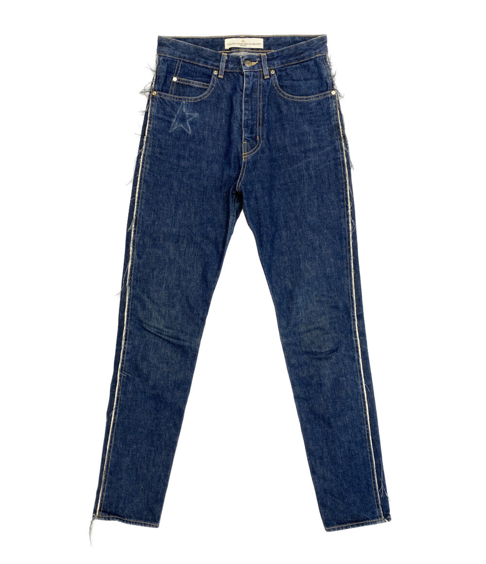 GOLDEN GOOSE デニムパンツ スリムストレート 切りっぱなし加工 スタープリント メンズ SIZE 26 ゴールデングース