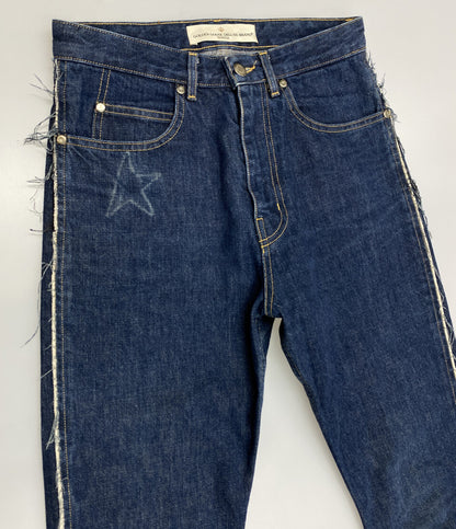 GOLDEN GOOSE デニムパンツ スリムストレート 切りっぱなし加工 スタープリント メンズ SIZE 26 ゴールデングース