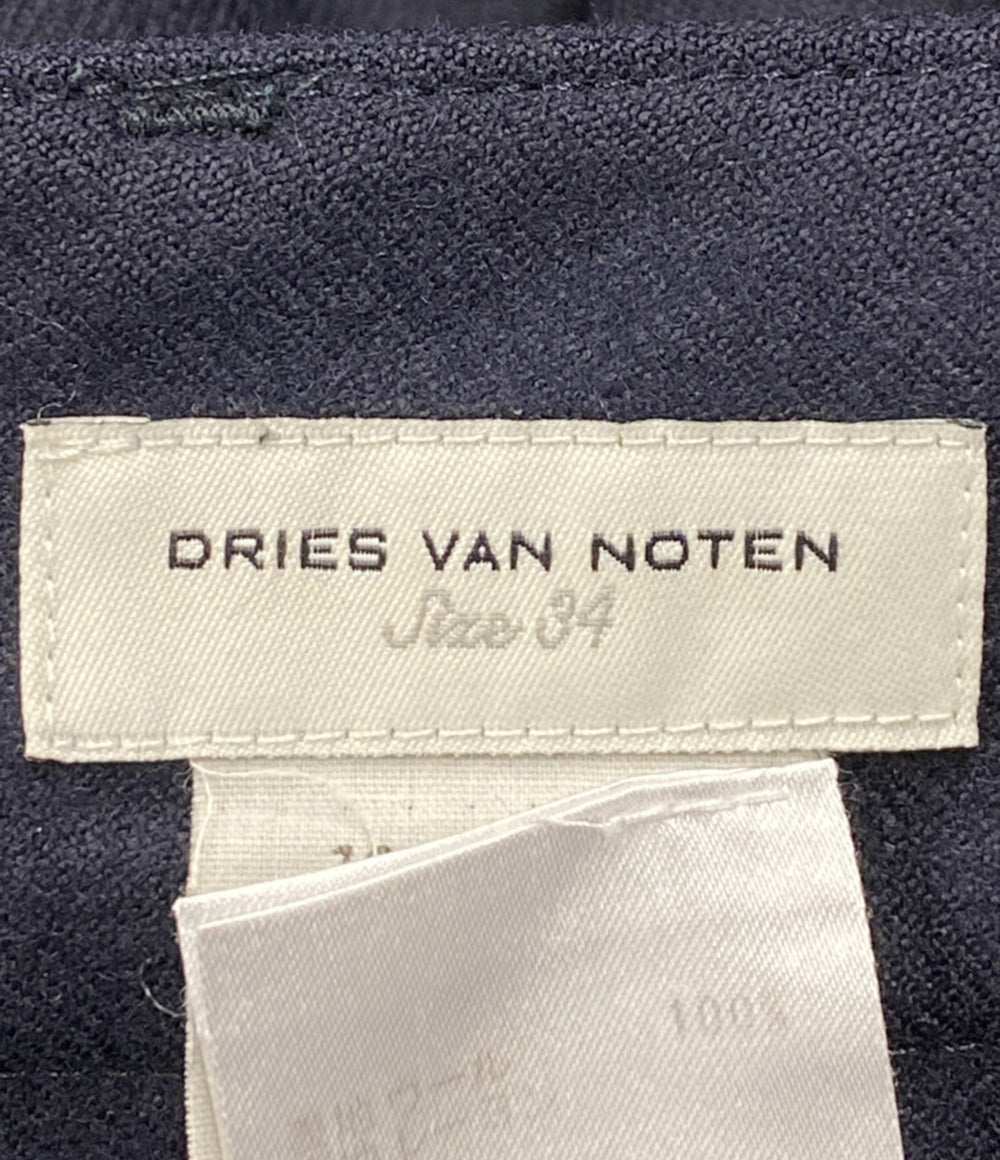 DRIES VAN NOTEN パンツ ネイビー ウール ワイド レディース SIZE 34 ドリスヴァンノッテン
