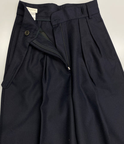 DRIES VAN NOTEN パンツ ネイビー ウール ワイド レディース SIZE 34 ドリスヴァンノッテン
