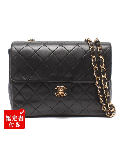 CHANEL チェーンショルダーバッグ 肩掛け ゴールド金具 ラムスキン マトラッセ シングルチェーン シングルフラップ 1番台 レディース シャネル