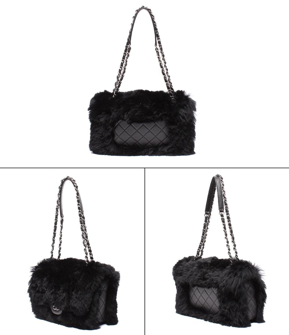 美品 CHANEL チェーンショルダーバッグ シルバー金具 ファー
