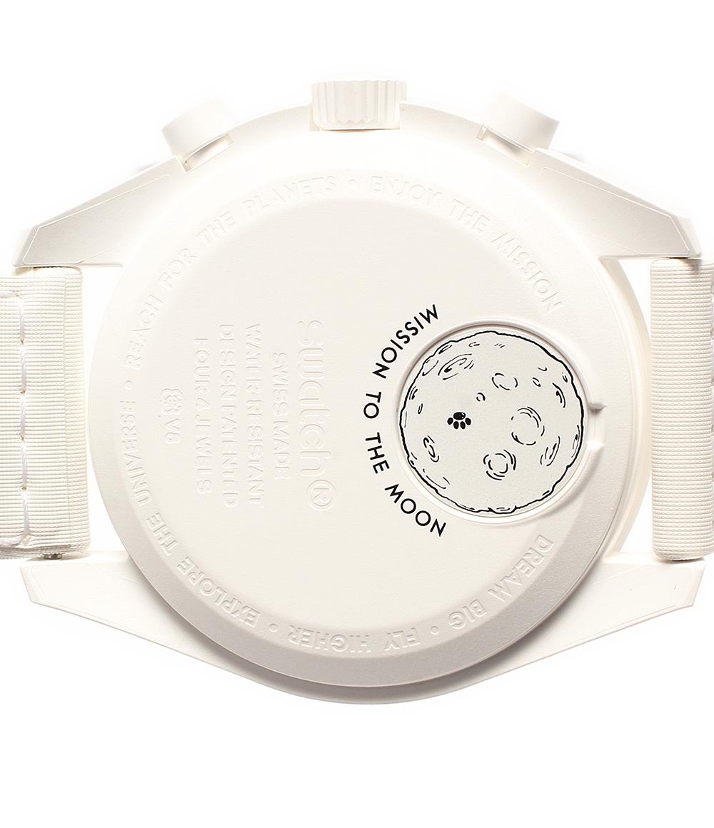 美品 腕時計 OMEGA × SWATCH x Snoopy MOONSWATCH MISSION TO THE MOONPHASE クオーツ ホワイト ユニセックス オメガ スウォッチ