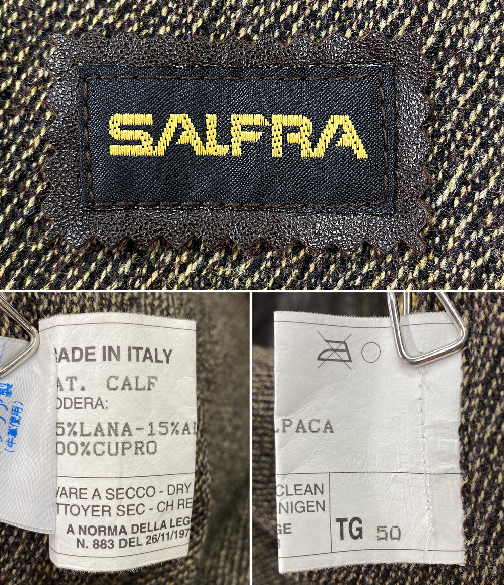 サルフラ レザーコート シングル ブラウン メンズ SIZE 50 SALFRA