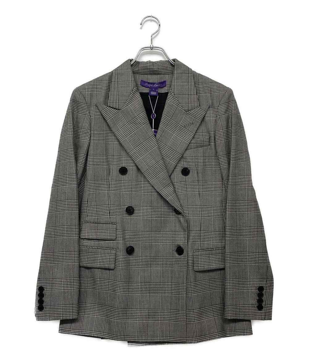 RALPH LAUREN パープルレーベル テーラードジャケット 290881196001 ハンドトゥース グレー チェック レディース SIZE 4 ラルフローレンパープルレーベル
