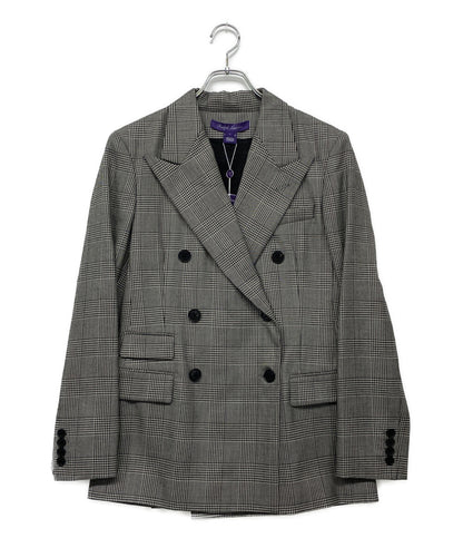 RALPH LAUREN パープルレーベル テーラードジャケット 290881196001 ハンドトゥース グレー チェック レディース SIZE 4 ラルフローレンパープルレーベル