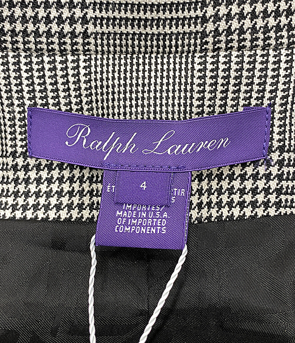 RALPH LAUREN パープルレーベル テーラードジャケット 290881196001 ハンドトゥース グレー チェック レディース SIZE 4 ラルフローレンパープルレーベル
