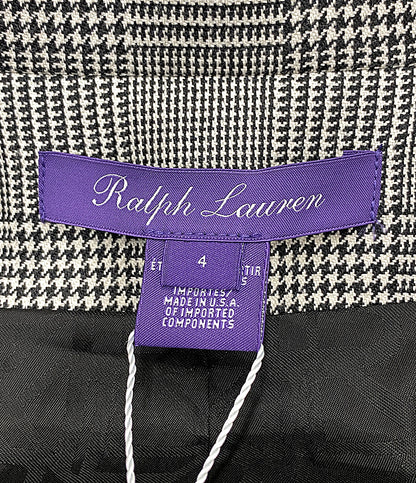 RALPH LAUREN パープルレーベル テーラードジャケット 290881196001 ハンドトゥース グレー チェック レディース SIZE 4 ラルフローレンパープルレーベル