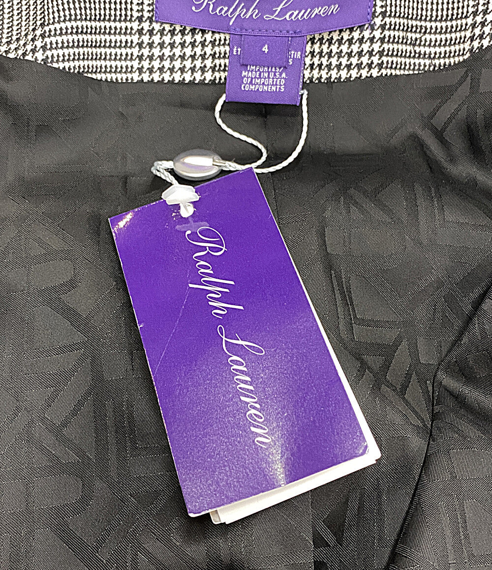 RALPH LAUREN パープルレーベル テーラードジャケット 290881196001 ハンドトゥース グレー チェック レディース SIZE 4 ラルフローレンパープルレーベル