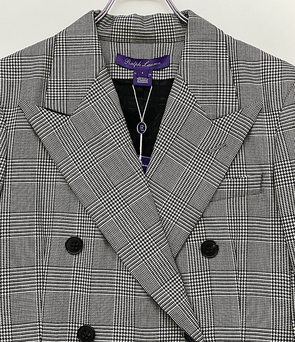 RALPH LAUREN パープルレーベル テーラードジャケット 290881196001 ハンドトゥース グレー チェック レディース SIZE 4 ラルフローレンパープルレーベル