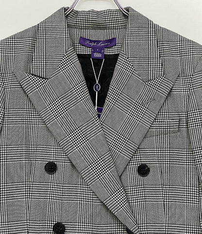 RALPH LAUREN パープルレーベル テーラードジャケット 290881196001 ハンドトゥース グレー チェック レディース SIZE 4 ラルフローレンパープルレーベル