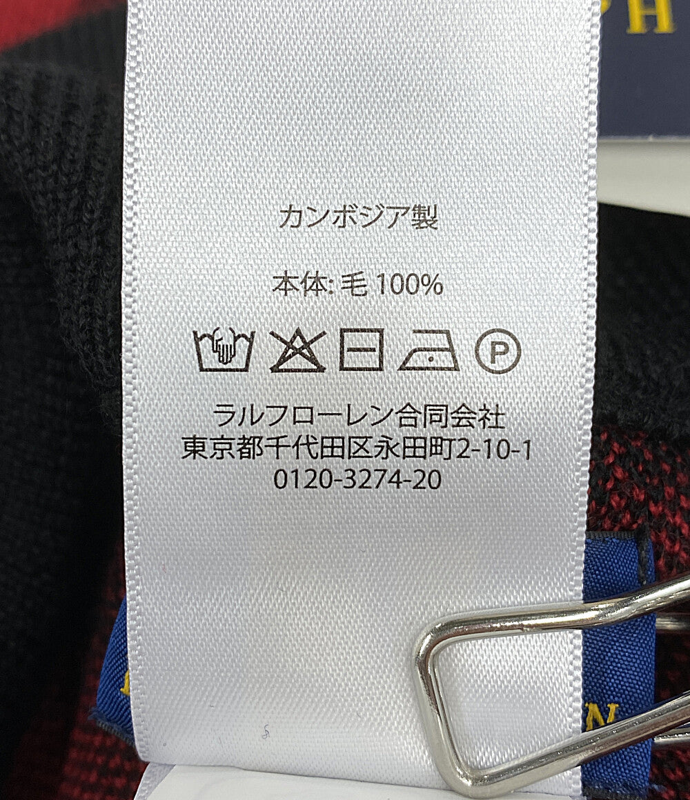 美品 RALPH LAUREN ポンチョ 313929843001 レッド チェック レディース SIZE L-XL ラルフローレン