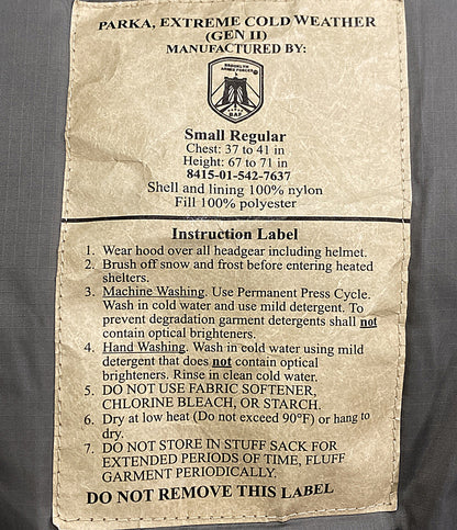 BROOKLYN ARMED FORCES ブルックリンアームドフォース 中綿コート Level7 8415-01-542-7637 メンズ SIZE Small Regular