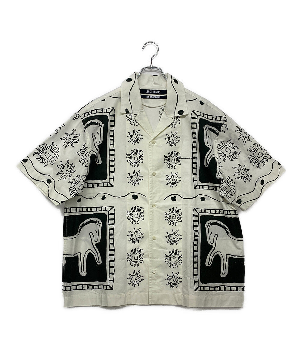 ジャックムー 美品 半袖シャツ 1159-343-8984 総柄 ホワイト メンズ