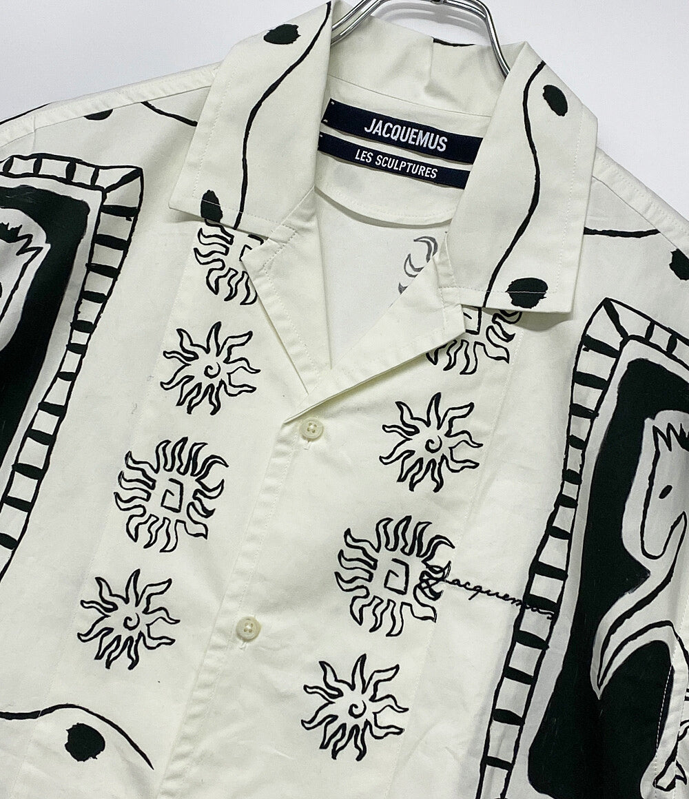 ジャックムー 美品 半袖シャツ 1159-343-8984 総柄 ホワイト メンズ