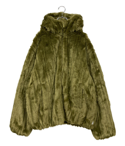 美品 Supreme ファージャケット Faux Fur Hooded Jacket Olive メンズ SIZE L シュプリーム