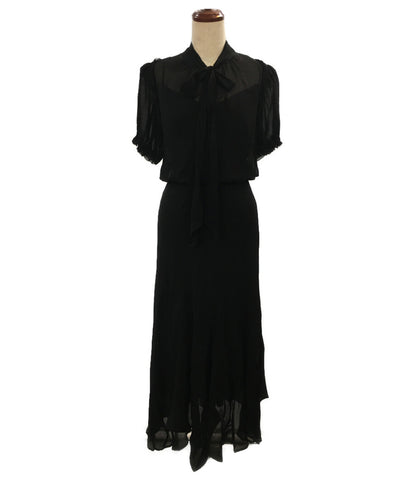 ポロ・ラルフローレン  ジョーゼットタイネックドレス ブラック 211948687001      レディース SIZE S  POLO RALPH LAUREN