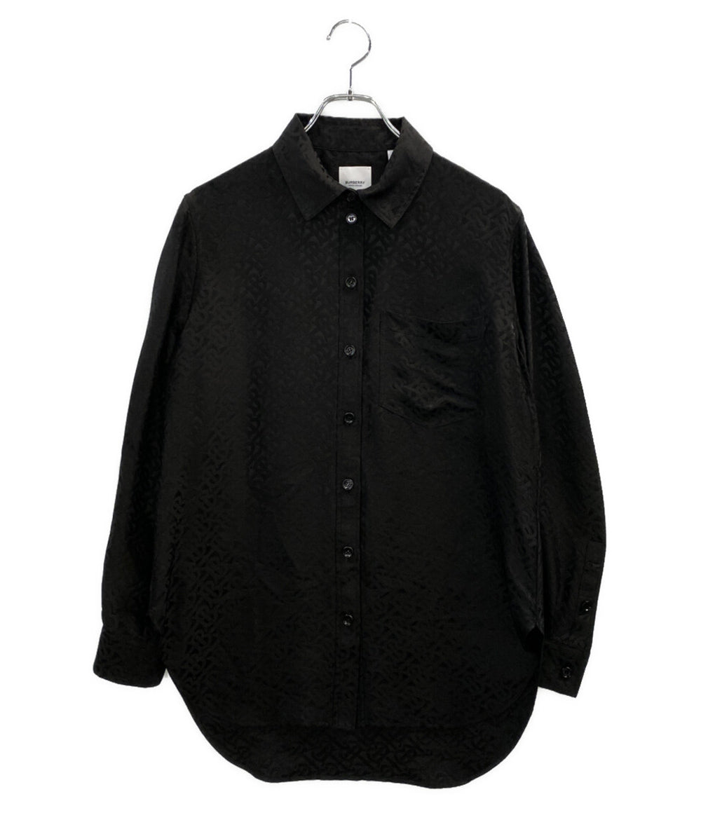 BURBERRY 長袖シャツ TB シルク ブラック レディース SIZE 6 バーバリー