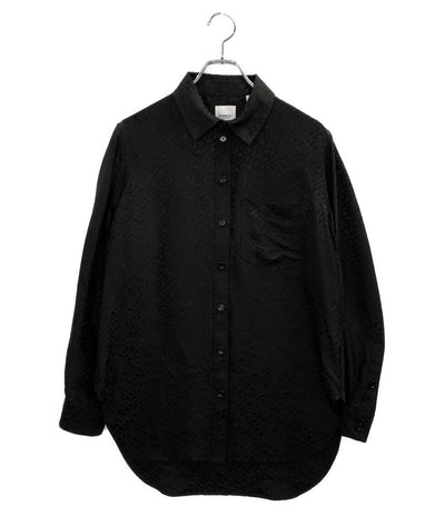 BURBERRY 長袖シャツ TB シルク ブラック レディース SIZE 6 バーバリー