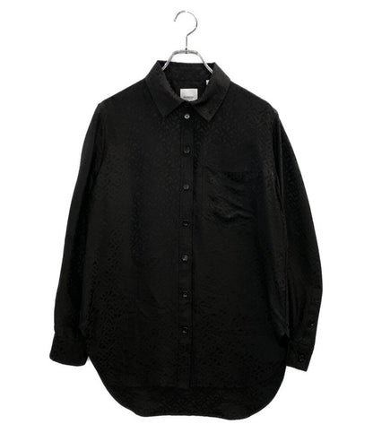 BURBERRY 長袖シャツ TB シルク ブラック レディース SIZE 6 バーバリー