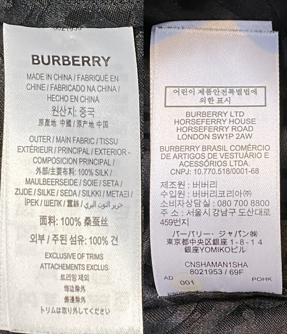 BURBERRY 長袖シャツ TB シルク ブラック レディース SIZE 6 バーバリー