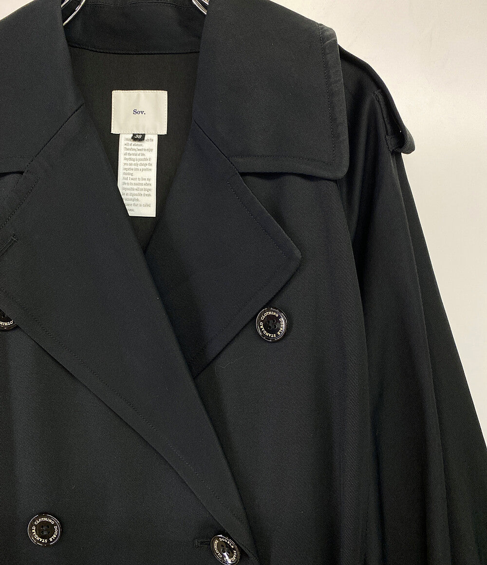 訳ありDOUBLE STANDARD CLOTHING トレンチコート38 DOUBLE STANDARD CLOTHING トレンチコート ブラック フレアスリーブ