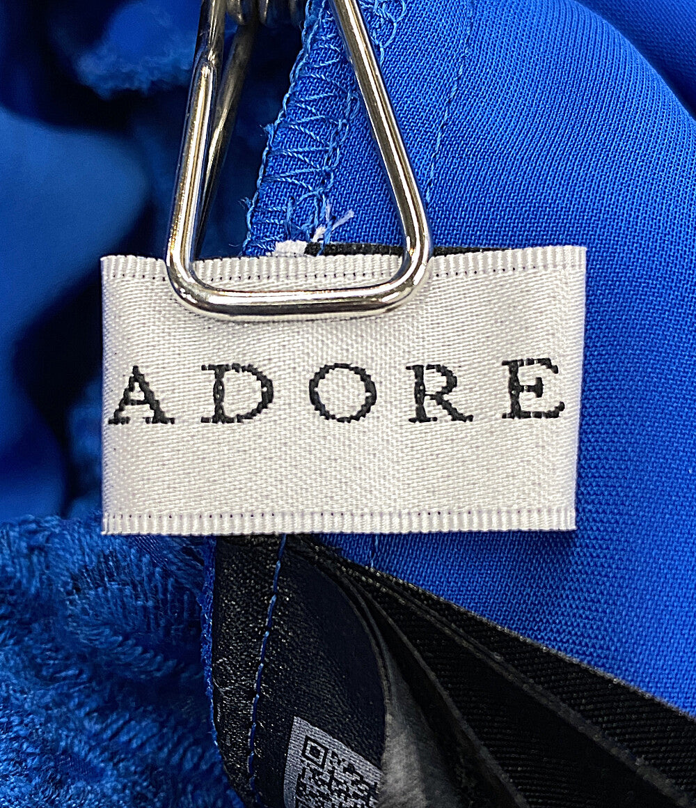 アドーア  ビッグフラワーレースワンピース 半袖 ブルー インナー付き      レディース SIZE 38  ADORE