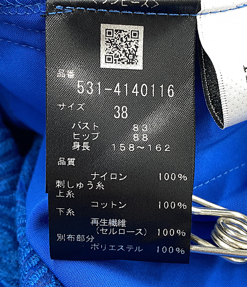 アドーア  ビッグフラワーレースワンピース 半袖 ブルー インナー付き      レディース SIZE 38  ADORE