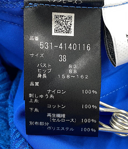 アドーア  ビッグフラワーレースワンピース 半袖 ブルー インナー付き      レディース SIZE 38  ADORE