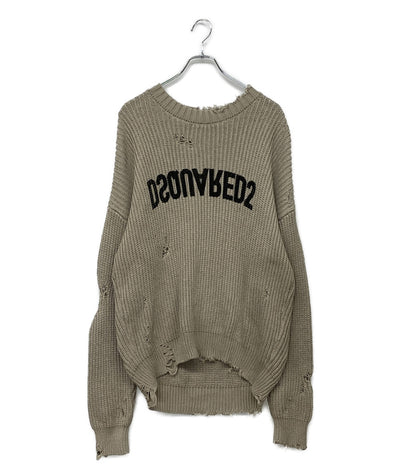 ディースクエアード 美品 ダメージ加工コットンロゴニット S74HA1324 S18193 メンズ SIZE S DSQUARED2