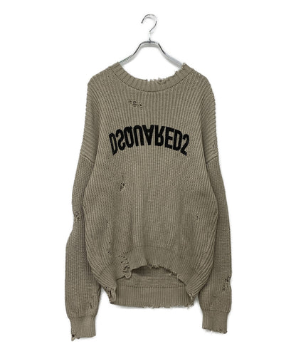 ディースクエアード 美品 ダメージ加工コットンロゴニット S74HA1324 S18193 メンズ SIZE S DSQUARED2