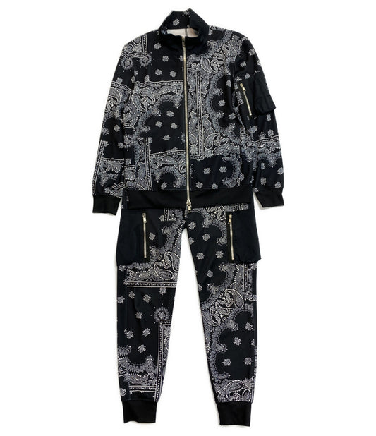 AKM セットアップ ペイズリー柄 ブラック メンズ SIZE L/M エイケイエム