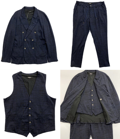 ウノピゥウノウグァーレトレ リラックス スーツ 3ピース ネイビー×ブラック メンズ SIZE XL 1PIU1UGUALE3 RELAX