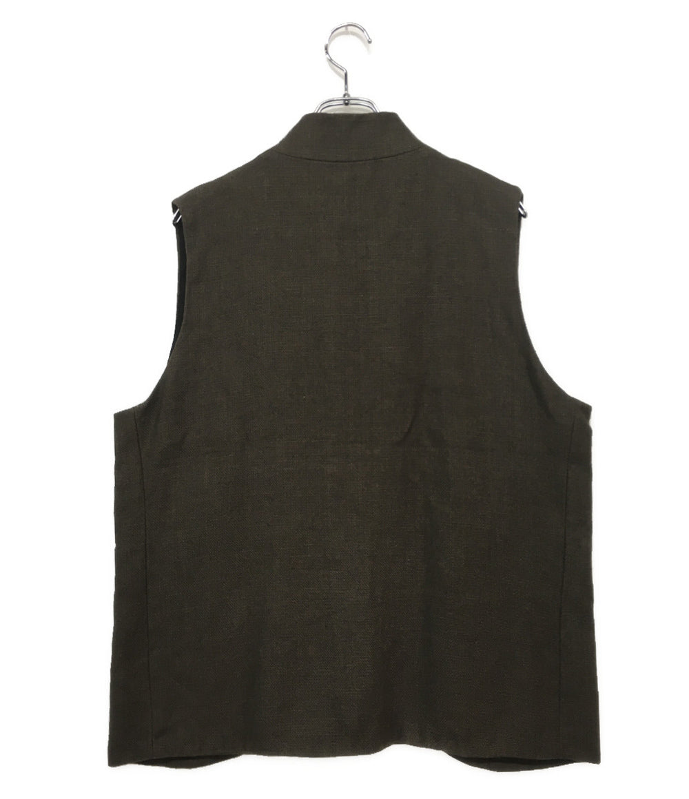 美品 ハックニー・ユニオン・ワークハウス リネンベスト スタンドカラー メンズ SIZE 42 HACKNEY UNION WORKHOUSE