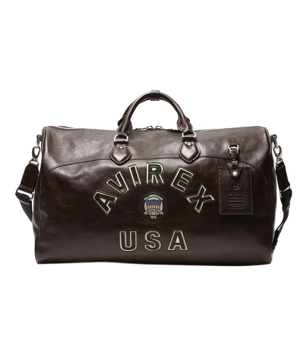 アヴィレックス ボストンバッグ ブラウン レザー メンズ AVIREX