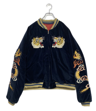 トウヨウエンタープライズ スカジャン TT10496 ベロア ネイビー レッド      メンズ SIZE XL  東洋エンタープライズ
