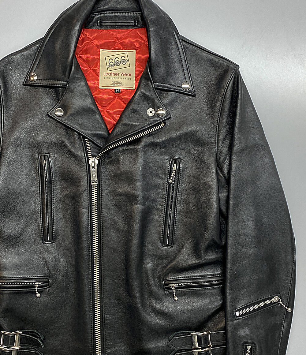 極美品　トリプルシックス　ライダース　ダブル　レザー　ブラック　キルティング 極美品トリプルシックスライダースダブルレザーブラックキルティング