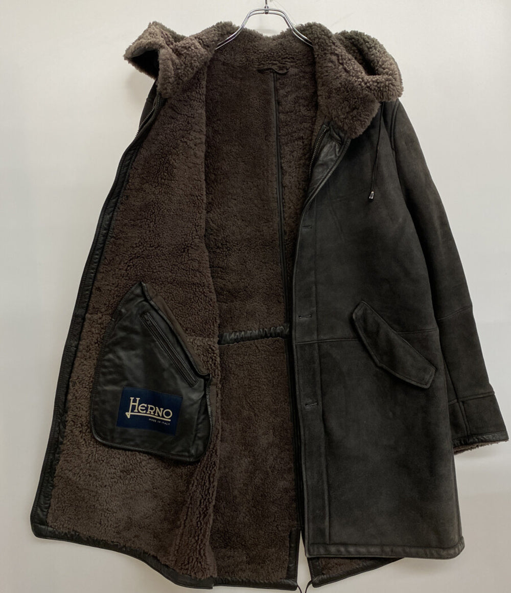 ヘルノ フード付きブラウンシアリングコート PL0092U-18096-8990 メンズ SIZE 46 HERNO