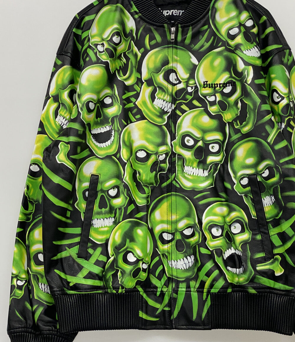 美品 Supreme レザー スカルジャケット skull JACKET 18ss メンズ SIZE M シュプリーム