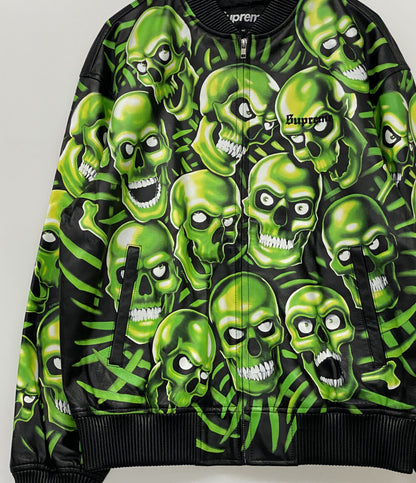美品 Supreme レザー スカルジャケット skull JACKET 18ss メンズ SIZE M シュプリーム